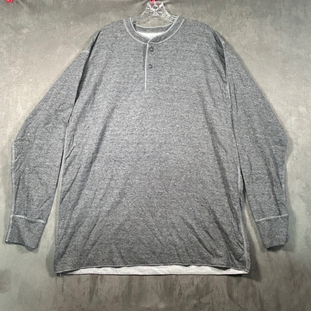 LL Bean Mens XXL Tall Henley Shirt Gray Cotton Wool Blend 166892 Traditional Fit